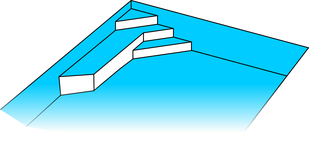 Varianta schodů č. 3 - hloubka bazénu 1.2m (3 stupně)