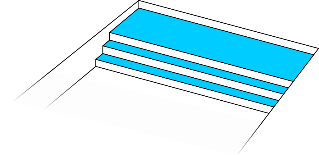 Varianta schodů č. 5 - hloubka bazénu 1.2m (3 stupně)