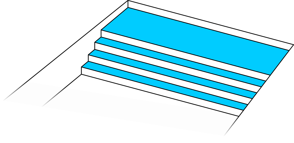 Varianta schodů č. 5 - hloubka bazénu 1.5m (4 stupně)