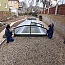 Kompletní bazénový set přelivového obdelníkového bazénu v šedé barvě - montáž zastřešení Diamant