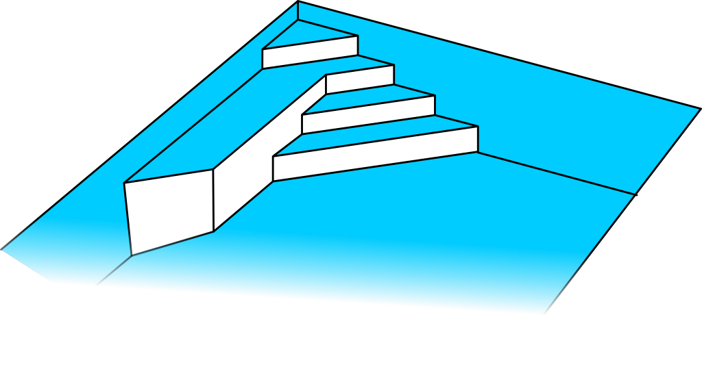 Varianta schodů č. 3 - hloubka bazénu 1.5m (4 stupně)
