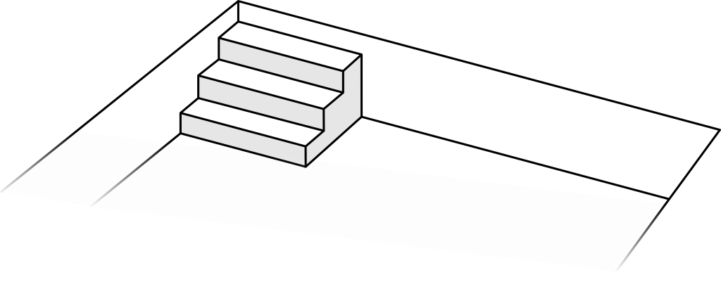 Varianta schodů č. 6 - hloubka bazénu 1.2m (3 stupně)