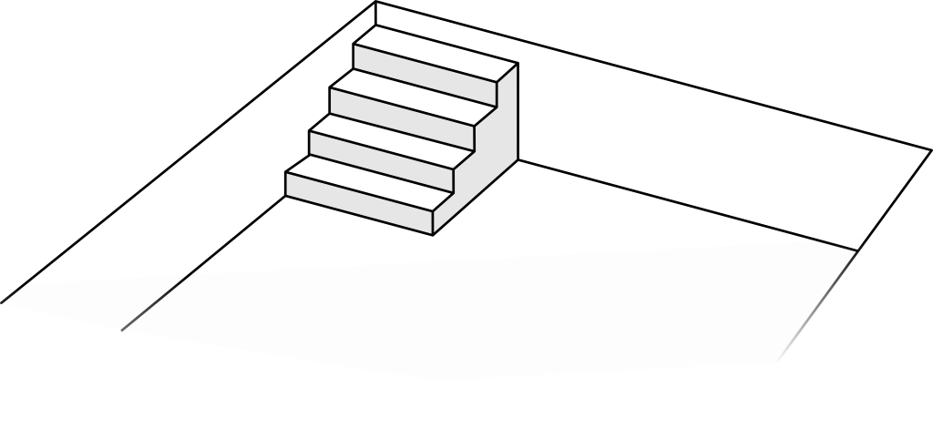 Varianta schodů č. 6 - hloubka bazénu 1.5m (4 stupně)