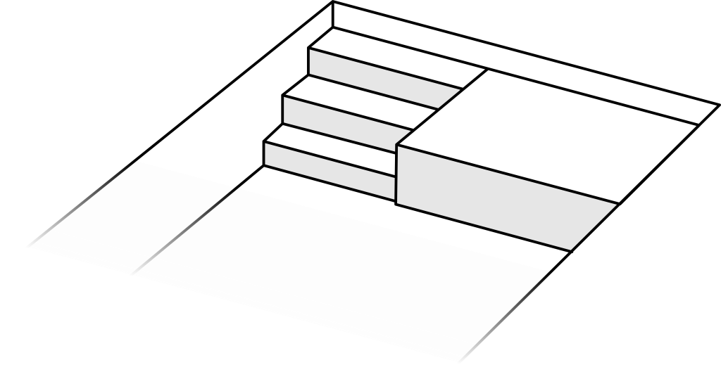 Varianta schodů č. 9 - hloubka bazénu 1.2m (3 stupně)