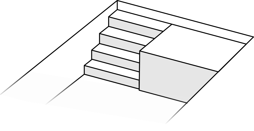 Varianta schodů č. 9 - hloubka bazénu 1.5m (4 stupně)